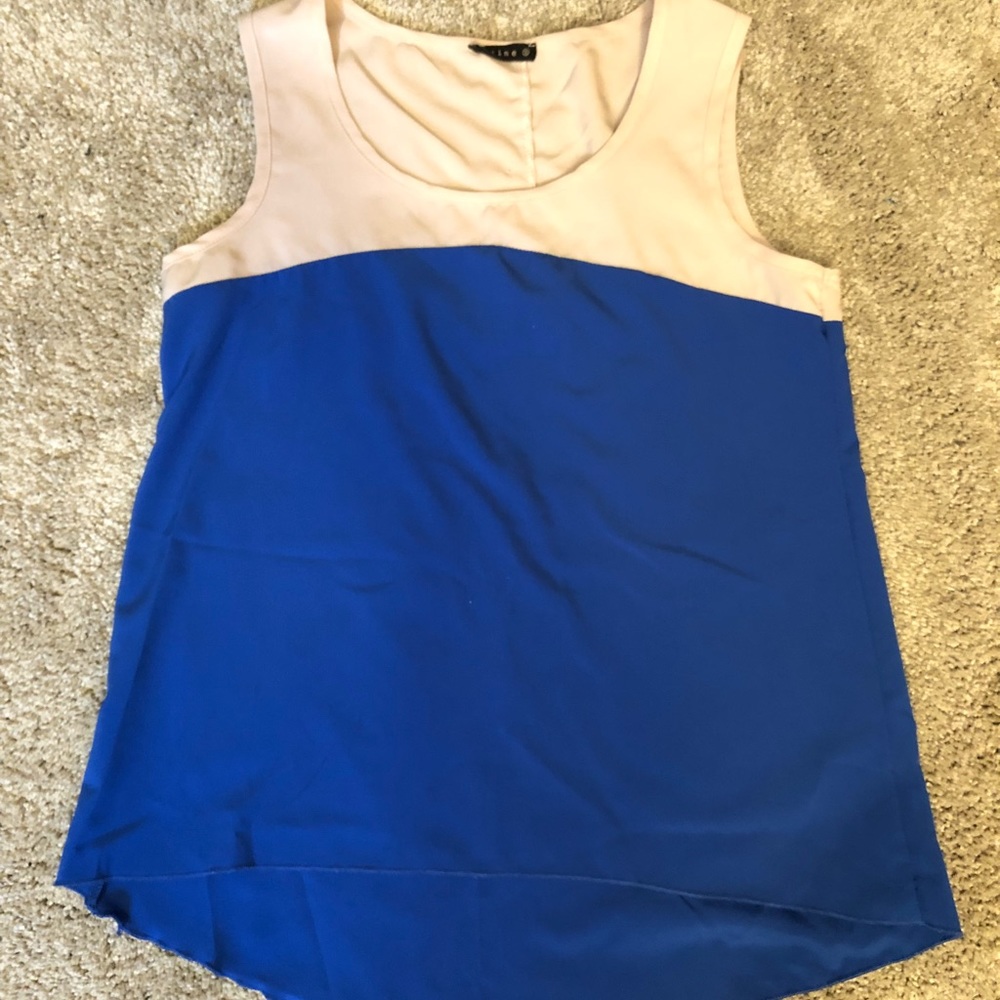 Color blocking high low blouse